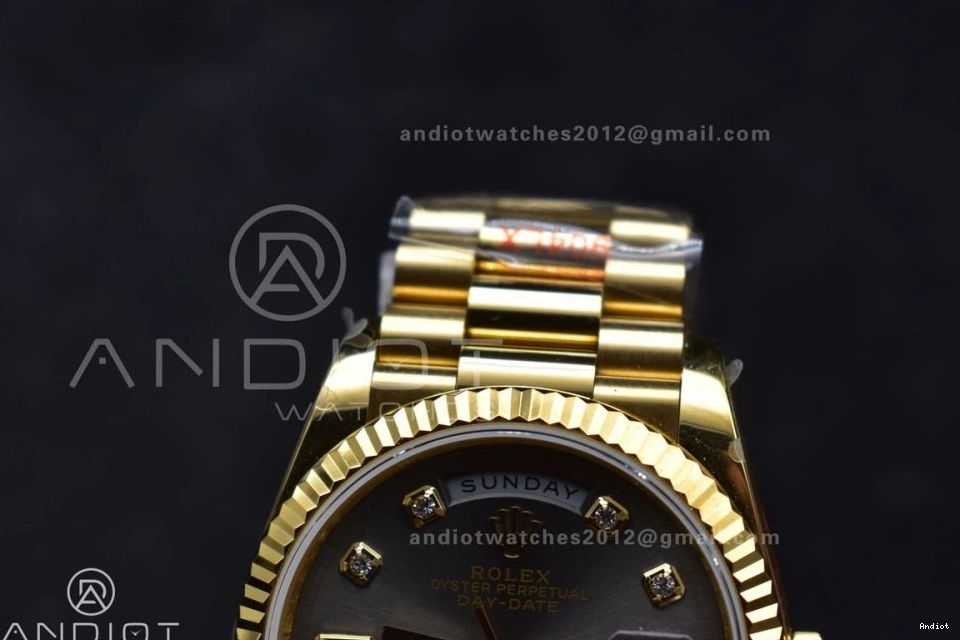 on DayDate (Gain President with Diamond QF YG Best Weight) Steel V5 Grey Square Dial Bracelet Edition vr3255 36 904L 0419